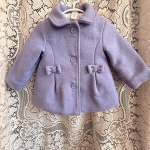 Little Me Lavender Pea Coat with Bow Accents
